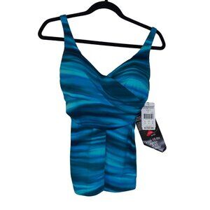 Miraclesuit Women's Draped Tankini Top Size 8 NEW Blue Slimming Tie Dye USA